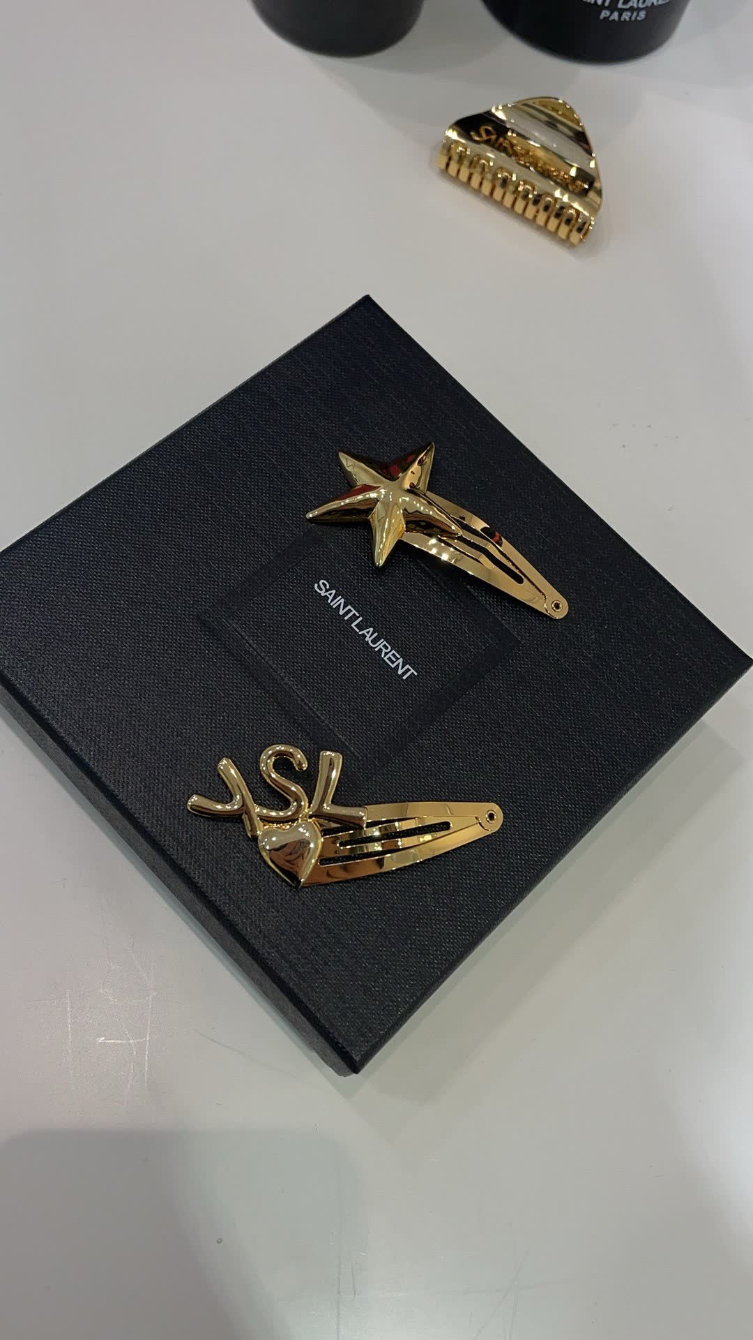 YSL Saint Laurent Gold Hair Clips Set